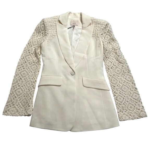 Cinq a Sept Crochet Lace Cheyenne Blazer in Ivory - Picture 1 of 5